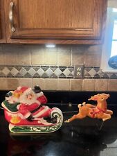Vintage Empire blow mold santa sleigh with 2 reindeer And Reindeer Box 1970 picture