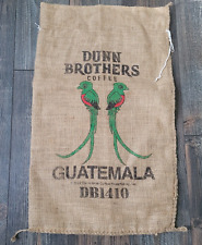 DUNN BROS Coffee Gunny Sack Burlap Bag - GUATEMALA 2 Green Red Birds picture