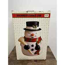 VINTAGE Celebrate The Season Ceramic Snowman Cookie Jar Christmas Holiday Decor picture