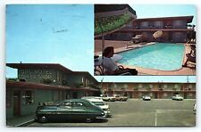 1962 ANAHEIM CALIFORNIA TOP'S MOTEL AND RESTAURANT POOL CORVETTE POSTCARD P3419 picture