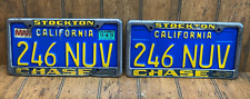 (2) 1978 California Expired License Plates w/ Stockton Chase Chevrolet Frames picture