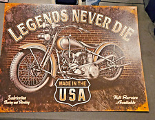 Legends Never Die,Tin Metal Sign,Motorcycle,Biker,Made In USA picture