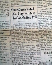 NOTRE DAME Fighting Irish College Football NATIONAL CHAMPIONS 1966 Old Newspaper picture