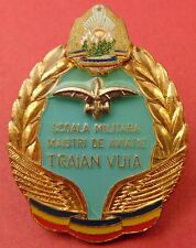 Romania Air Force Academy Badge Romanian Pilot School Screw Back Ceausescu era picture