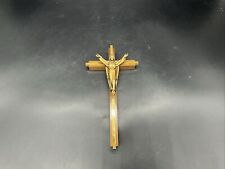 VTG Walnut Wood And Brass Risen Christ Crusifix 10” By 5” picture