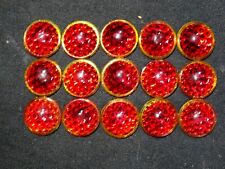 (15) RED Glass Sign REFLECTOR JEWELS Smooth Bubble Top LIKE CATS EYE  picture
