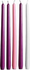 Advent Candle Set, Christmas Taper Candles, Purple, Pink and White, for Holidays picture