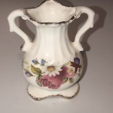 Vintage Flambro Bone China Miniature Vase Summer Rose Fun picture