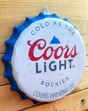 Coors Light Beer Bottle Cap Metal Sign Man Cave Bar Decor Beer Sign  picture