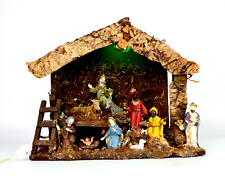 VTG Nativity Set w/ 10 Figures and Light Made in Italy 11