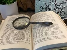 Vintage Magnifying Reading Glass  Magnifying Glass  Side Handle Shabby Tarnished picture