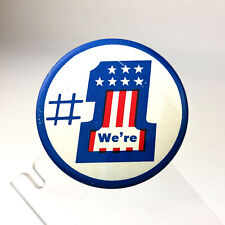 Vintage Patriotic Button We're Number 1 One Red White Blue Flag Stars picture