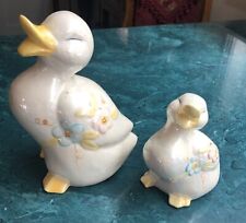 Vintage Happy Iridescent Ceramic Duck Figurines (app 8.5” & app 5.5”) Adorable picture
