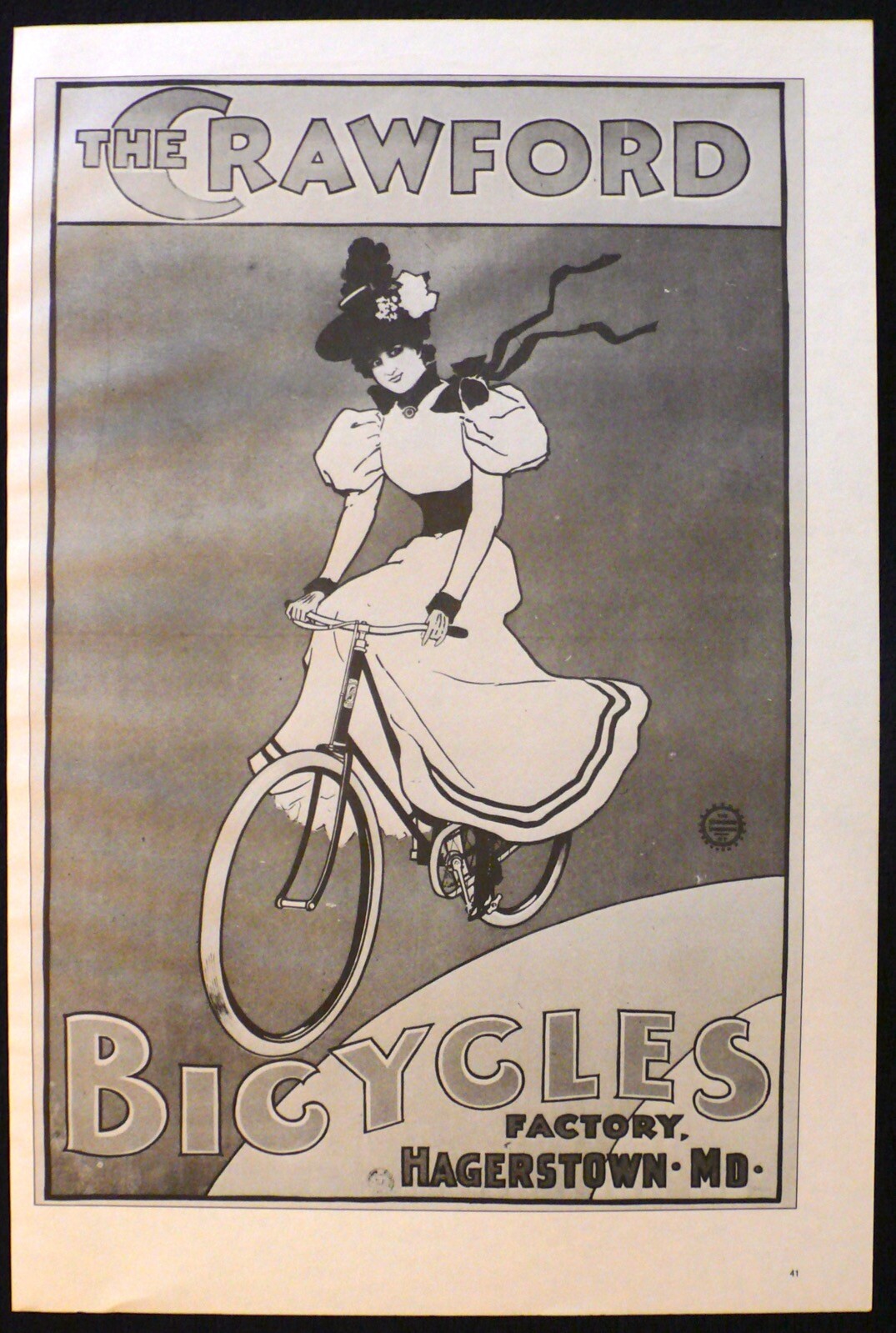 Crawford Bicycles Hagerstown Maryland Vintage Poster 1973 Print Repro Crawford Bicycles Hagerstown Maryland Vintage Poster 1973 Print Repro