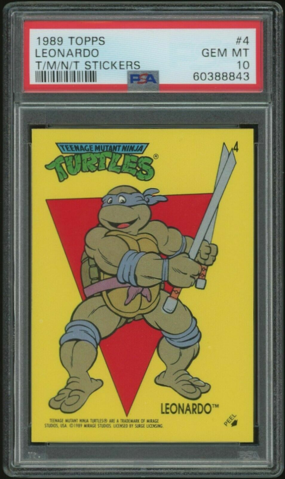 1989 Topps Teenage Mutant Ninja Turtles TMNT Card LEONARDO #4 PSA 10 BEAUTIFUL