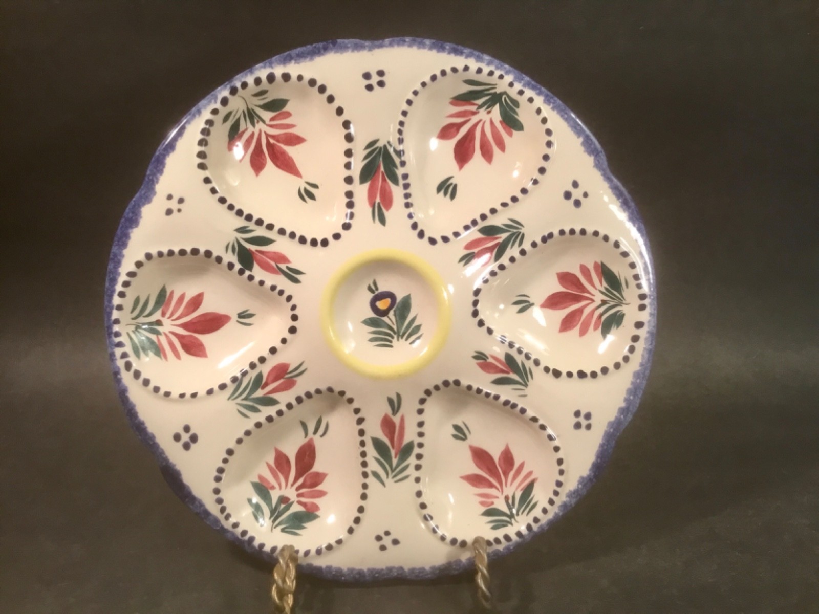 Vintage HB Quimper Hand Painted Oyster Plate Vintage HB Quimper Hand Painted Oyster Plate