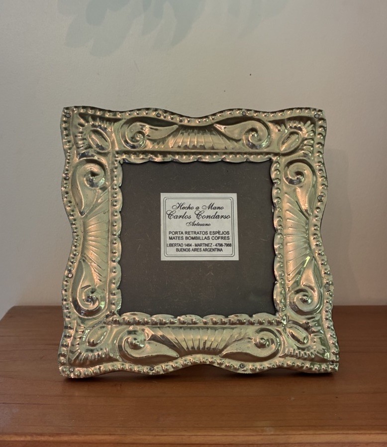 VTG Carlos Condurso Hand Crafted Metal Photo Frame Made in Argentina Repousse