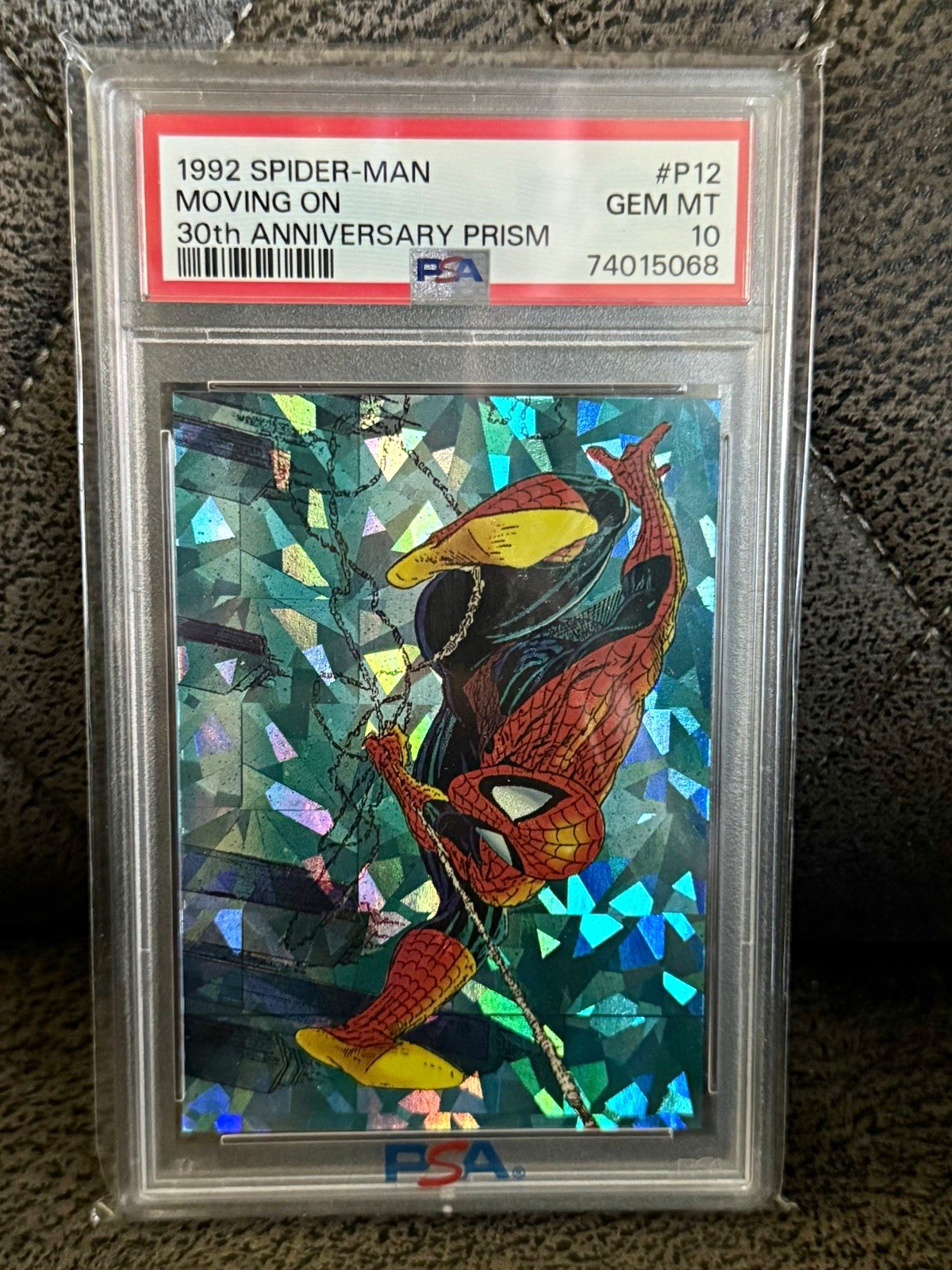 1992 Spider-Man 30th Anniversary Prism #P12 Moving On PSA 10 πππ 1992 Spider-Man 30th Anniversary Prism #P12 Moving On PSA 10 πππ