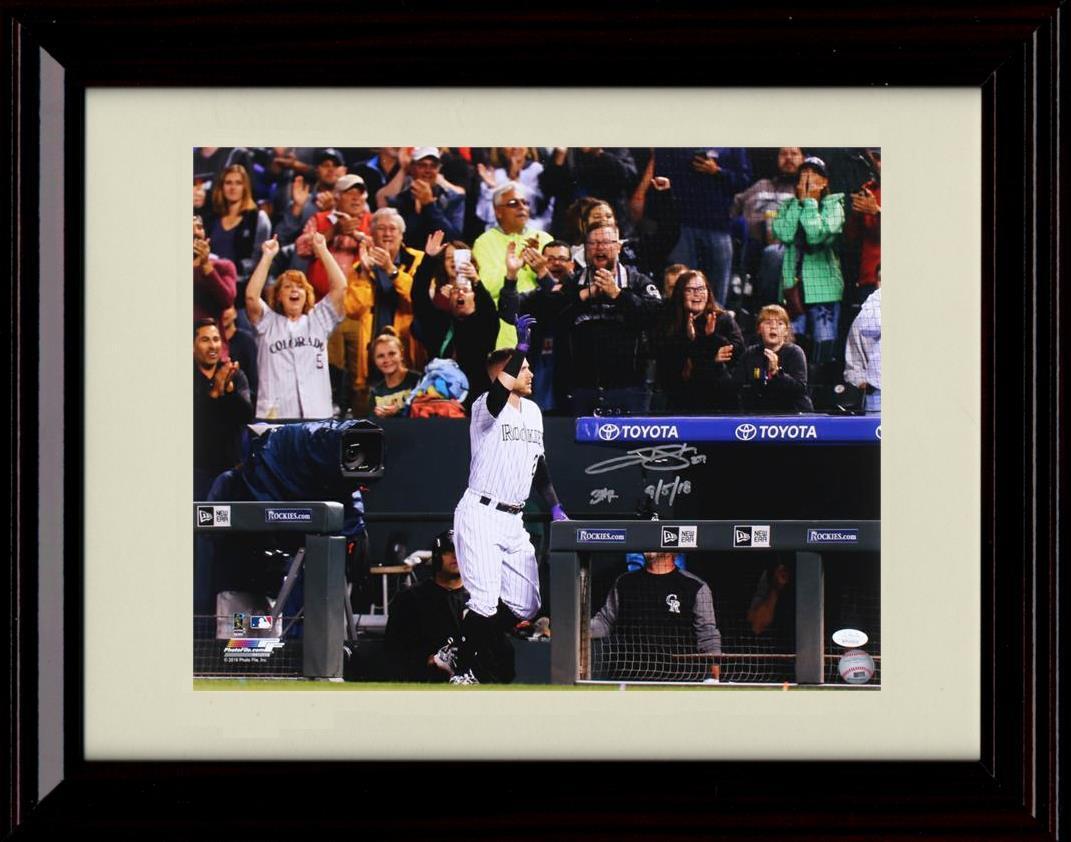 Gallery Framed Trevor Story - Wave From Dugout - Colorado Rockies Autograph
