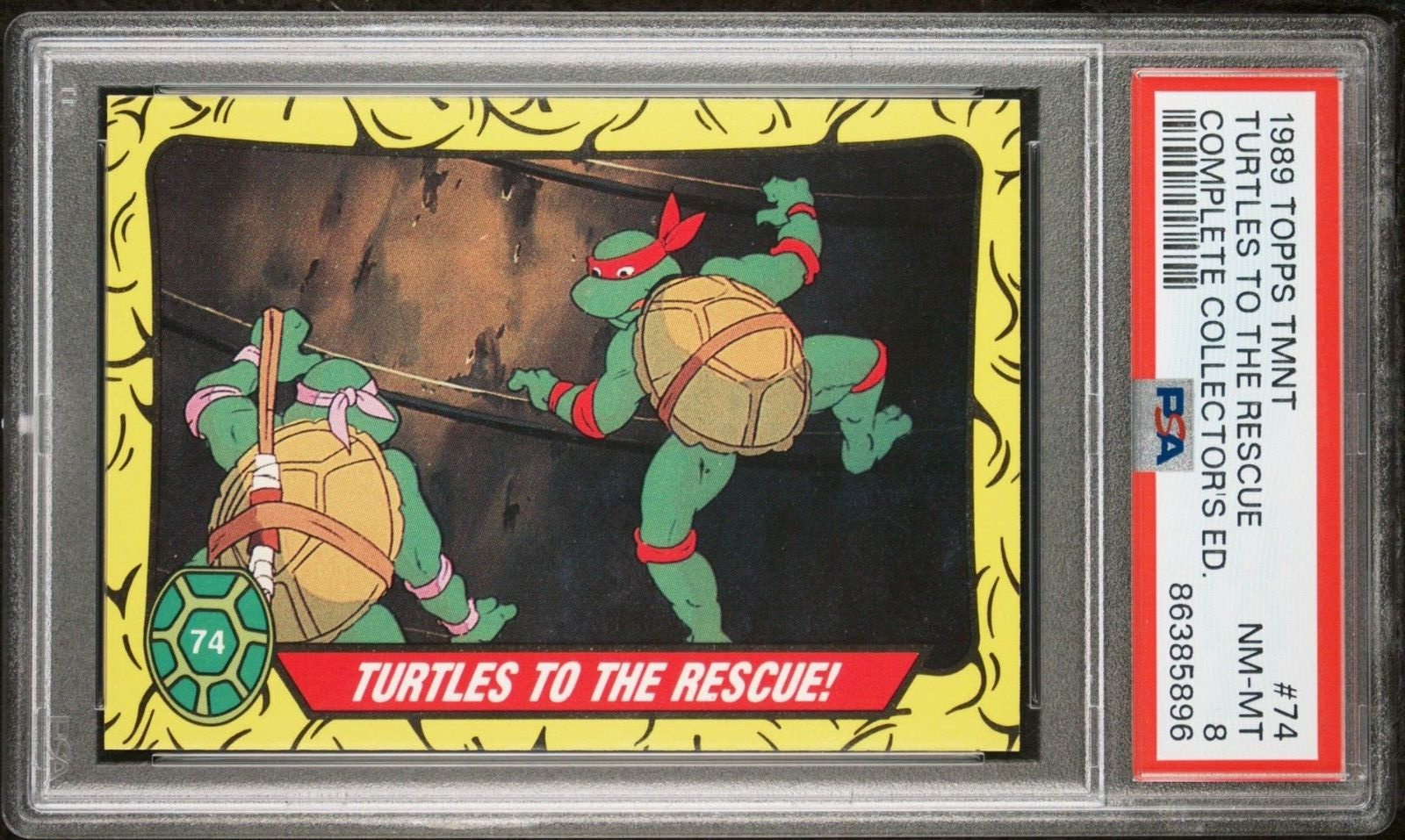 1989 Topps TMNT #74 Turtles to the Rescue PSA 8