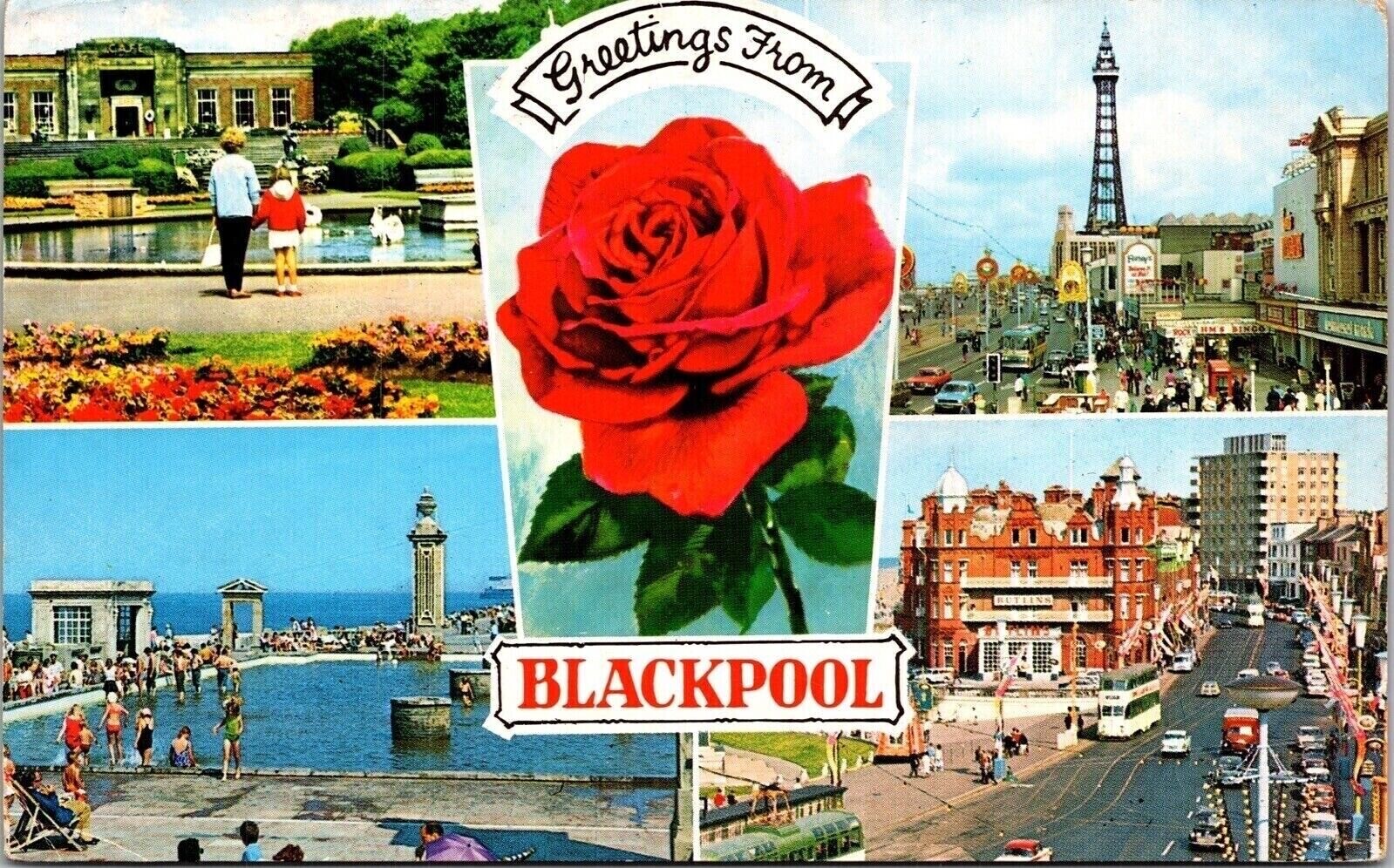 Greetings From Blackpool Multiview Wob Note Color Gloss Pm Postcard Greetings From Blackpool Multiview Wob Note Color Gloss Pm Postcard