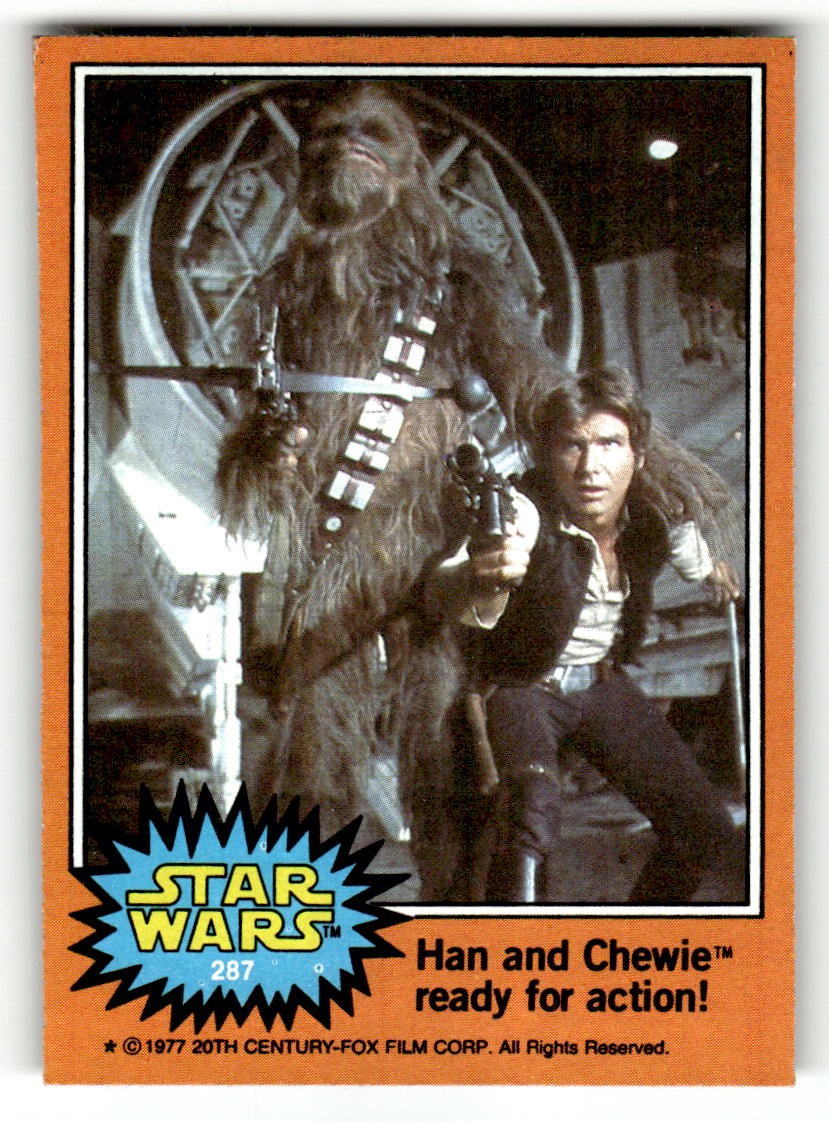 1977 Topps Star Wars #287 Han and Chewie ready for action 1977 Topps Star Wars #287 Han and Chewie ready for action
