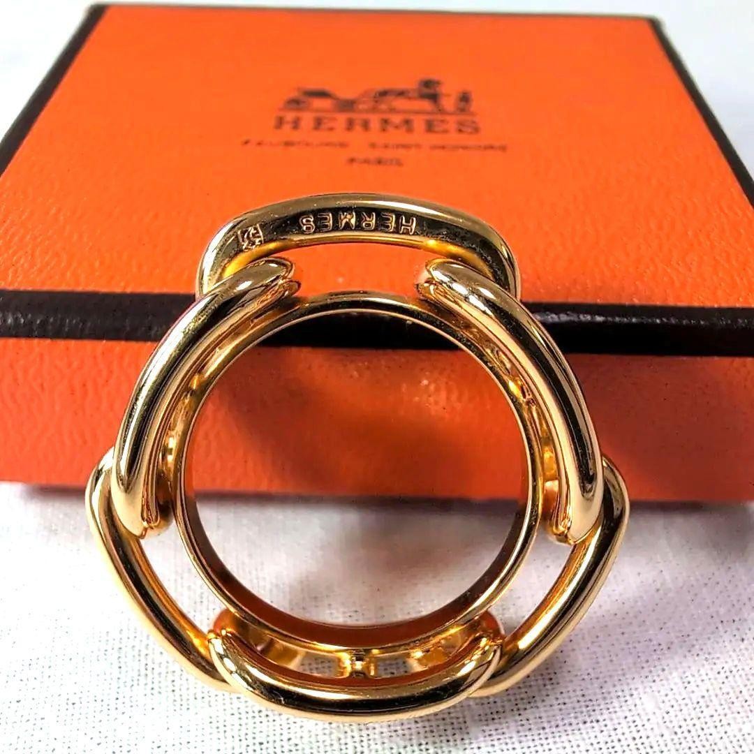 Hermes Chaine d'Ancre Scarf Ring, GP finish, with box, item number 902 Hermes Chaine d'Ancre Scarf Ring, GP finish, with box, item number 902