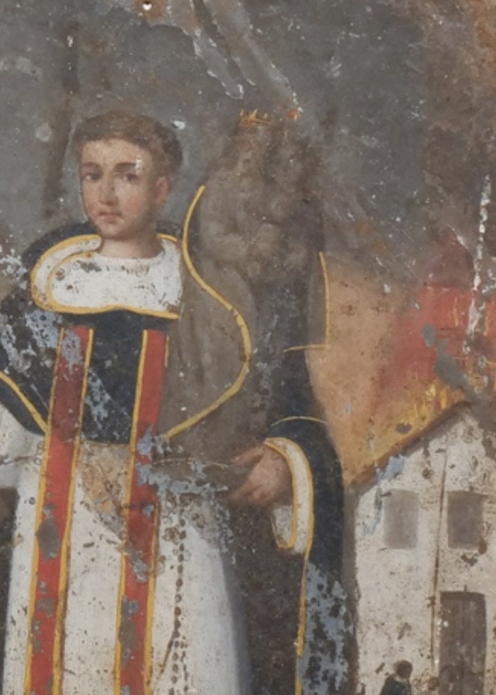 Large 14” x 10” Antique Painting on Tin, Retablo, of Saint Jacinto de Polonia Large 14” x 10” Antique Painting on Tin, Retablo, of Saint Jacinto de Polonia