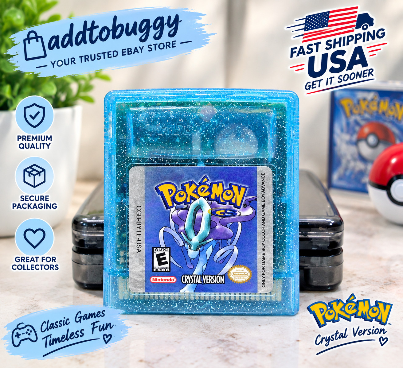 Pokemon Crystal Version - Nintendo Gameboy Color - Fast Shipping Pokemon Crystal Version - Nintendo Gameboy Color - Fast Shipping