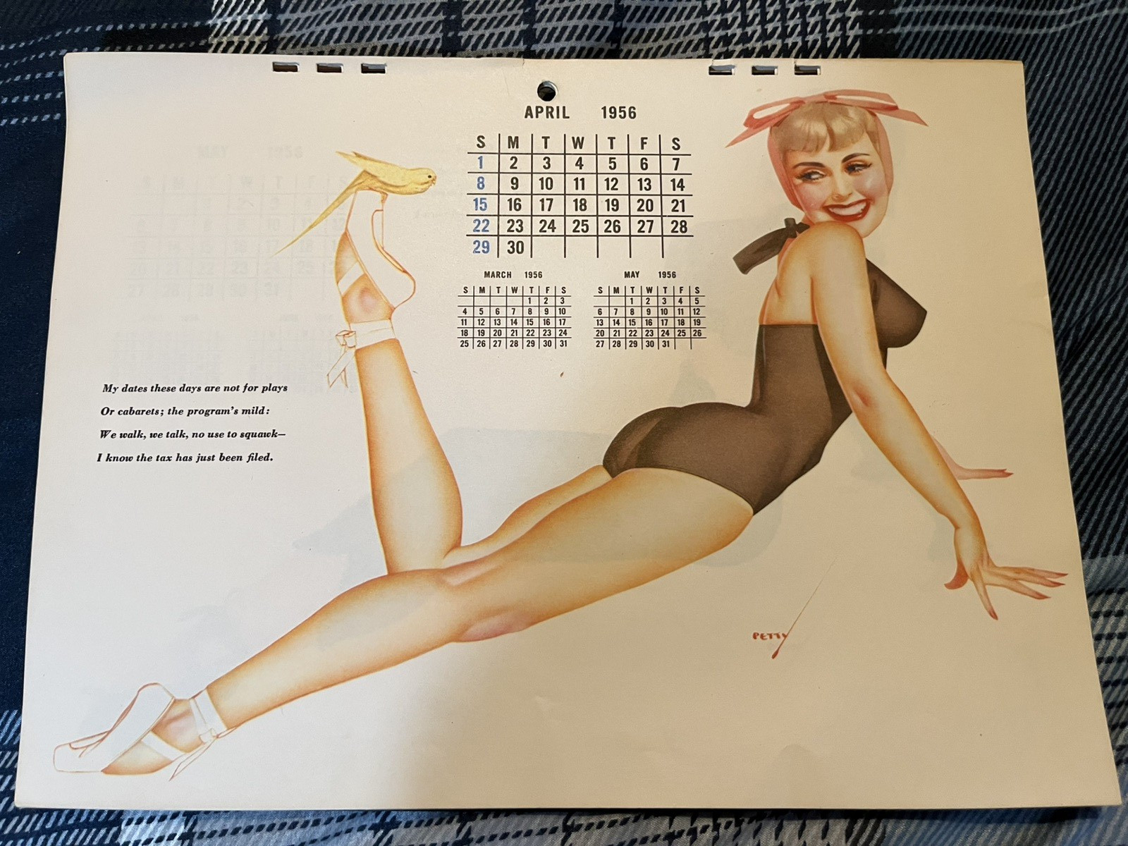 Vintage Lot Of (9) April to December 1956 George Petty Pin Up Calendar Risque Vintage Lot Of (9) April to December 1956 George Petty Pin Up Calendar Risque