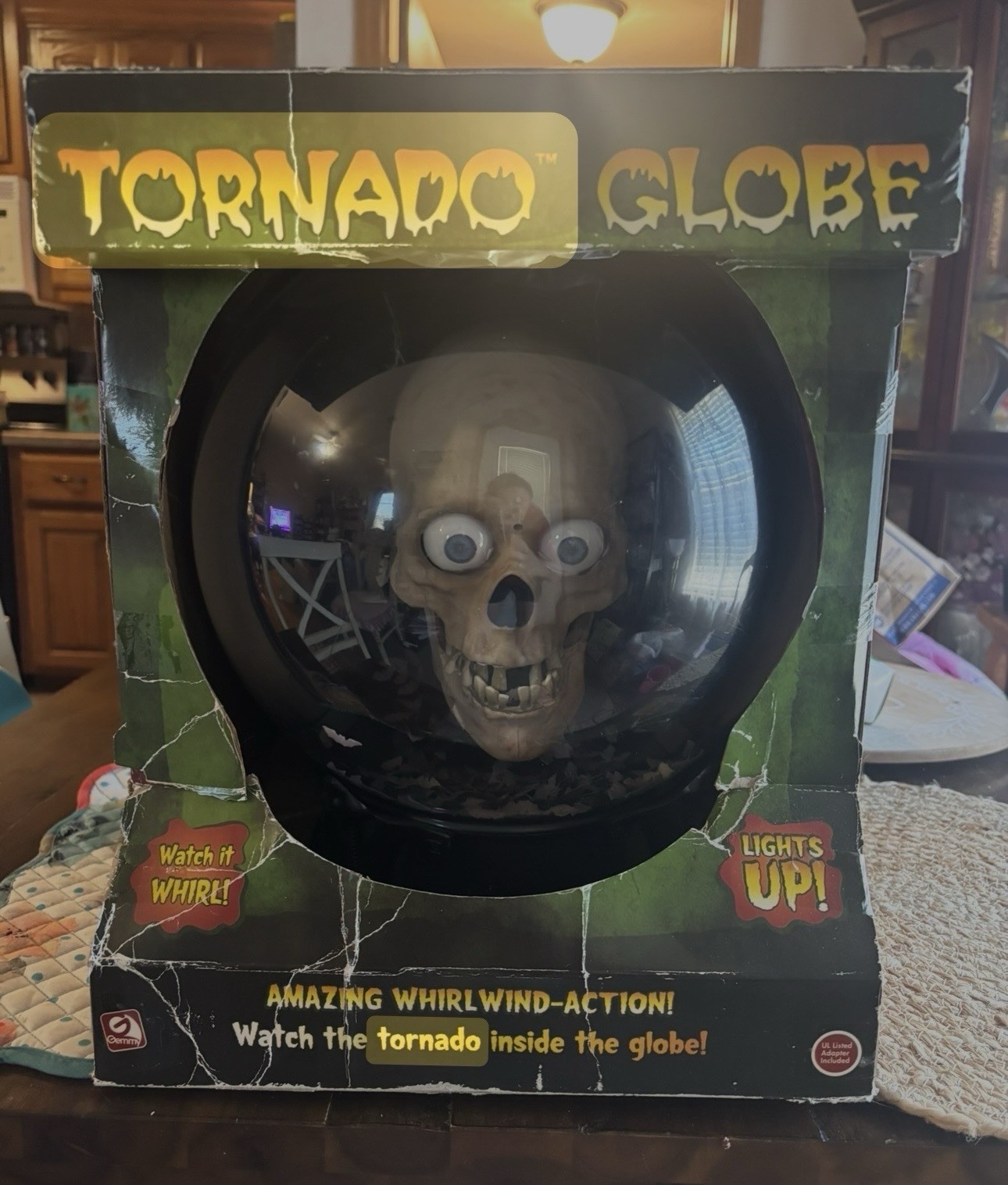 Gemmy Tornado Globe Skull Halloween 2000s Animated Lights Sound Motion w/ Box