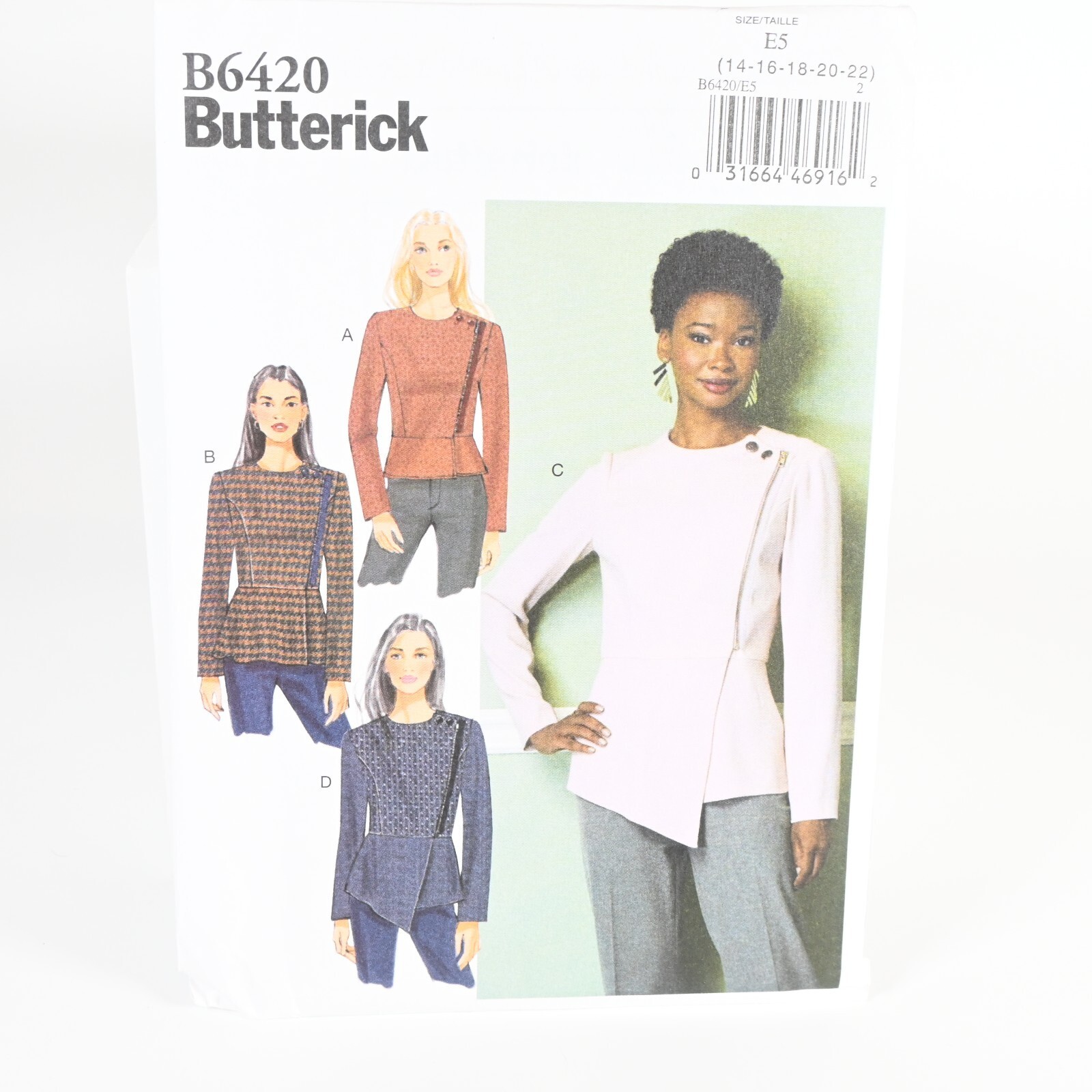 Butterick B6420 Size 14-22 Sewing Pattern Misses Jacket  Uncut Factory Folded