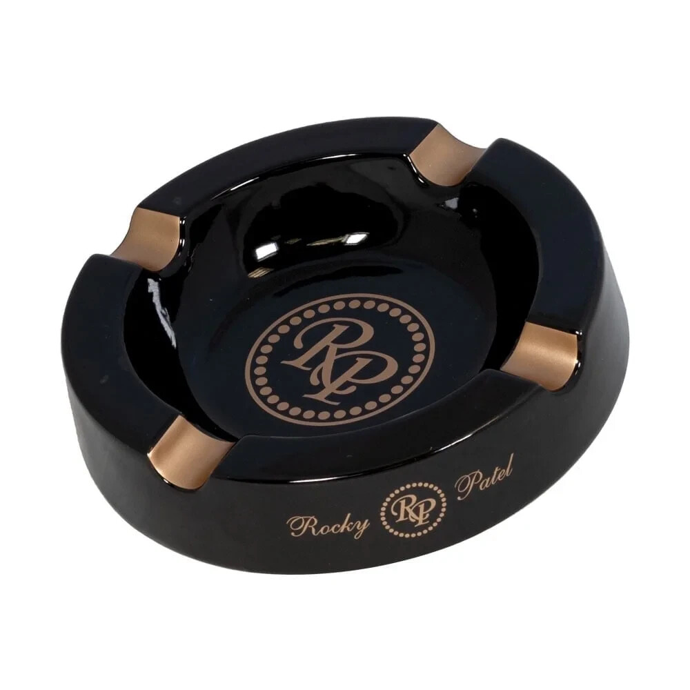 Rocky Patel Round Ceramic Cigar Ashtray - Black Rocky Patel Round Ceramic Cigar Ashtray - Black