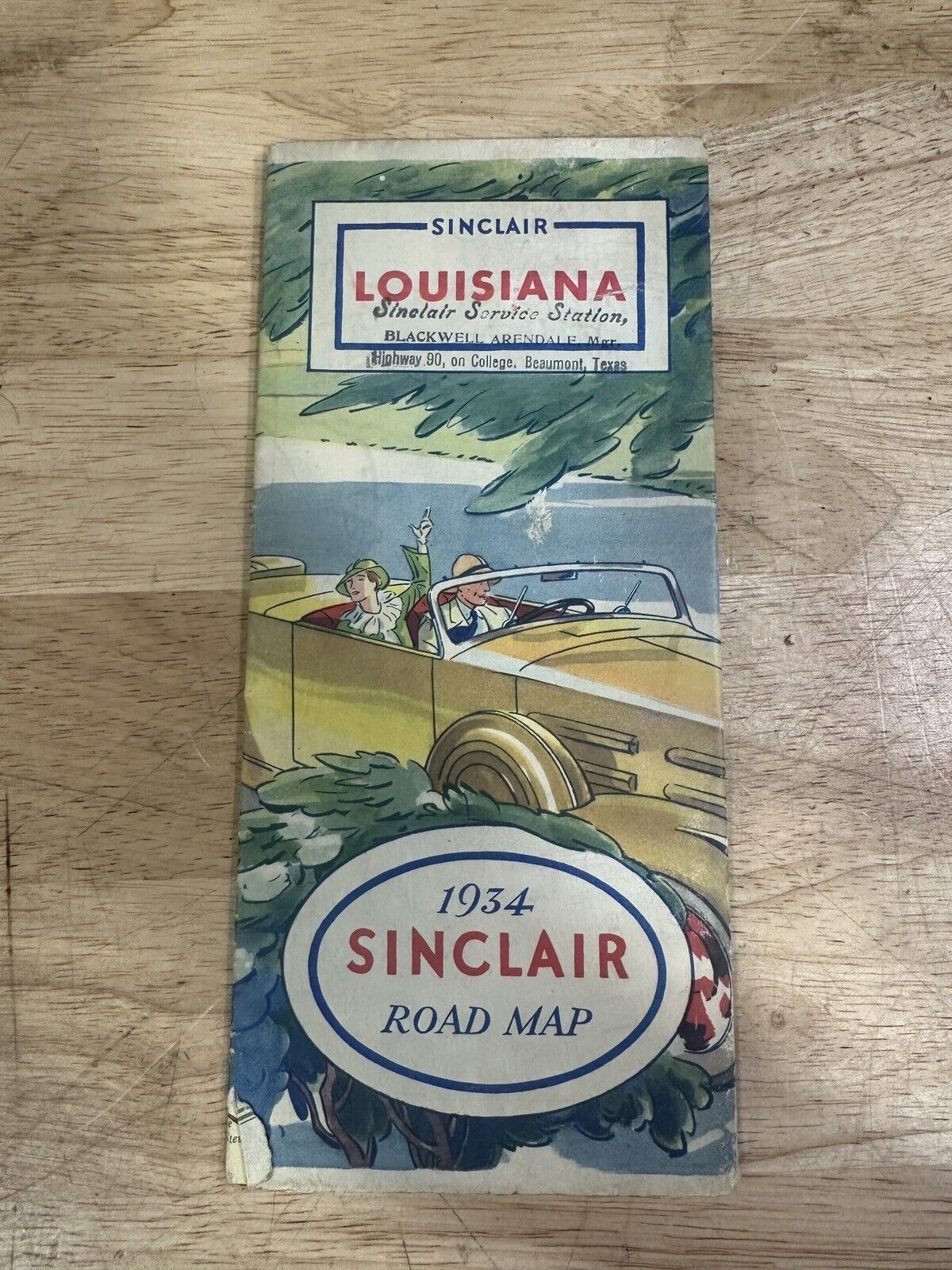 Vintage 1934 Sinclair Advertising Road Map Of Louisiana