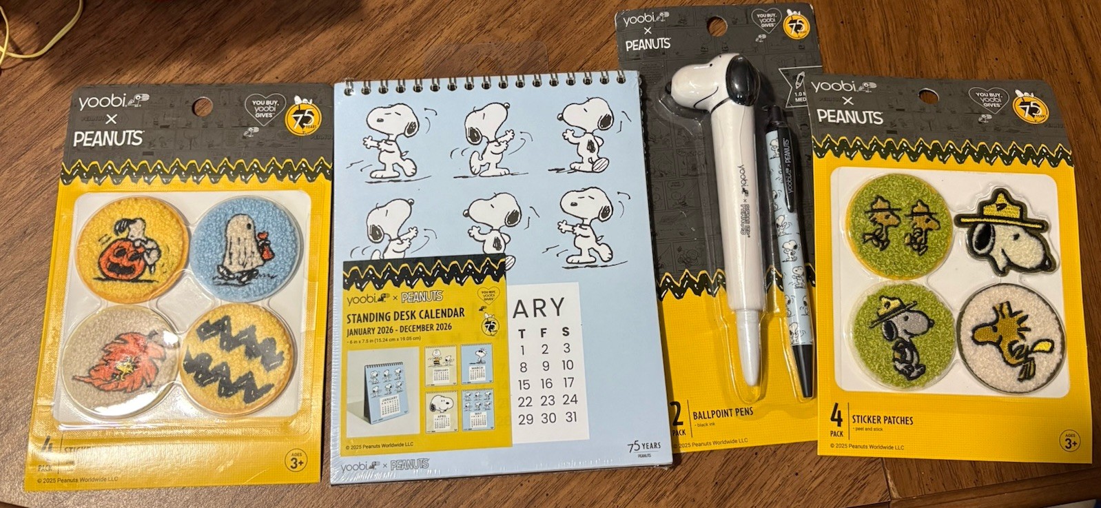 Yoobi X Peanuts Bundle Snoopy 75th Anniversary Patches Ballpoint Pens Calendar Yoobi X Peanuts Bundle Snoopy 75th Anniversary Patches Ballpoint Pens Calendar