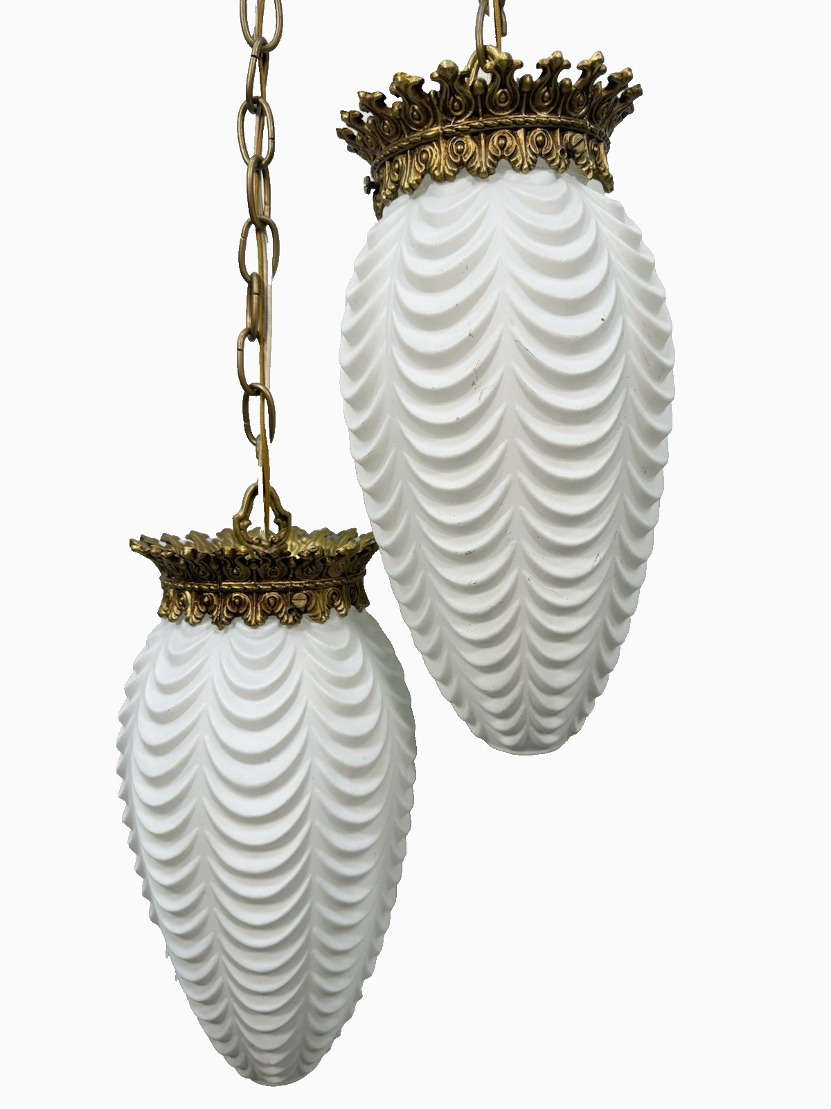 Vintage L&L WMC 2-Light Tiered Chandelier - Hollywood Regency Satin Glass #8688 Vintage L&L WMC 2-Light Tiered Chandelier - Hollywood Regency Satin Glass #8688
