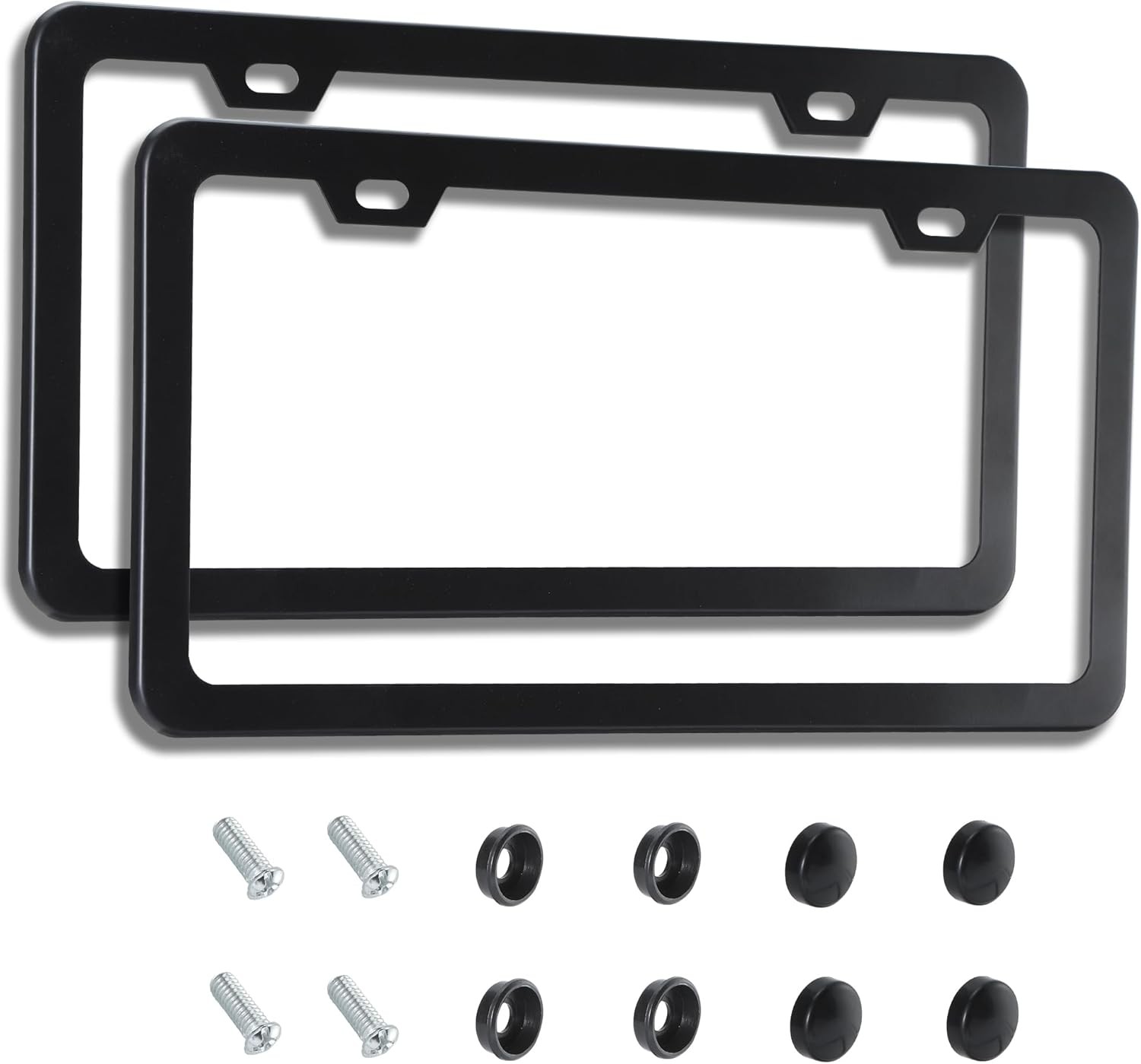 2Pcs Matte Black Rust-Proof Aluminum License Plate Frames 2Pcs Matte Black Rust-Proof Aluminum License Plate Frames