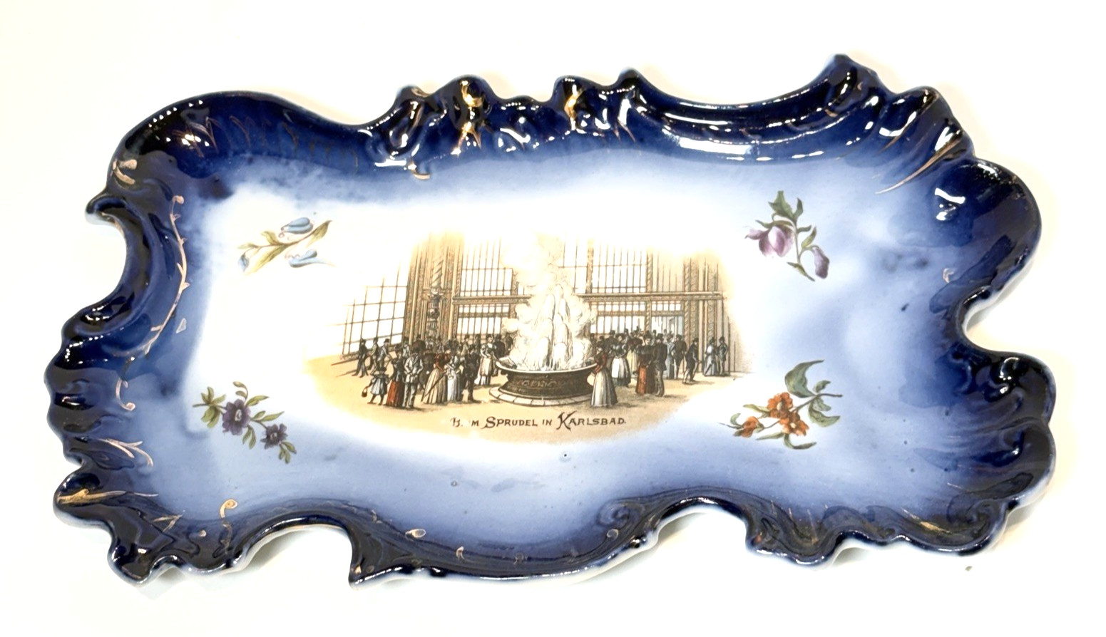 Antique Karlsbad Sprudel Spring Cobalt Germany Souvenir Hand Painted Plate Antique Karlsbad Sprudel Spring Cobalt Germany Souvenir Hand Painted Plate
