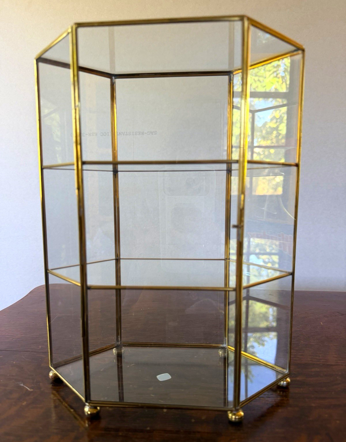 MCM VINTAGE authentic brass miniature glass&brass single door curio display