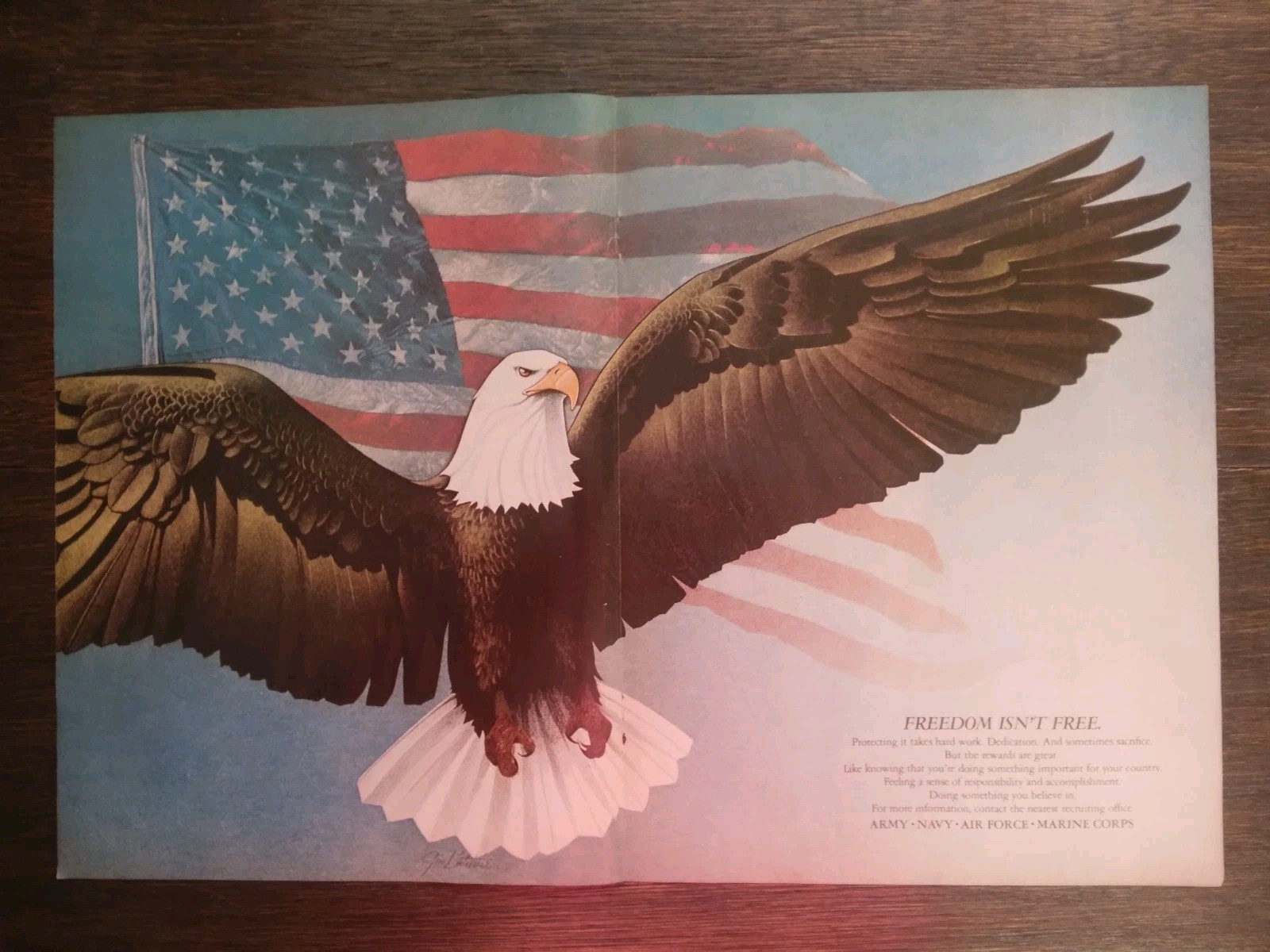 1978 Print Ad US Military Recruiting Promo Freedom Isn\'t Free Bald Eagle US Flag