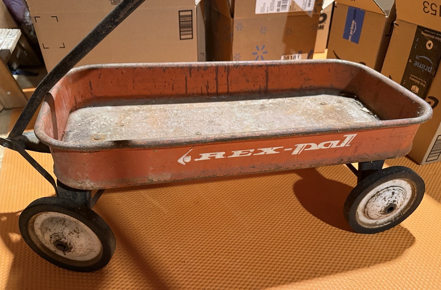 Vintage Rex Pal Red Metal Pull Wagon Kids READ