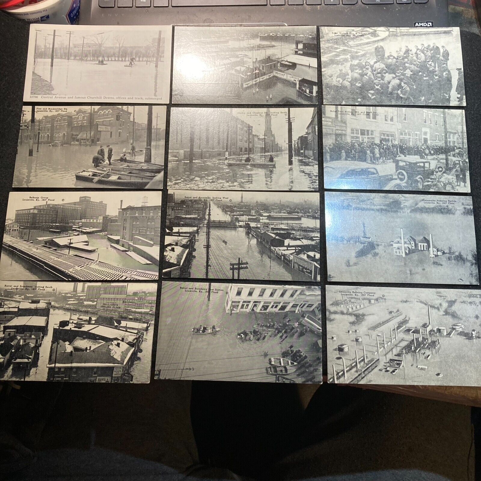 10 Different Unused Postcards of the 1937 Louisville KY Flooding/Churchill Downs