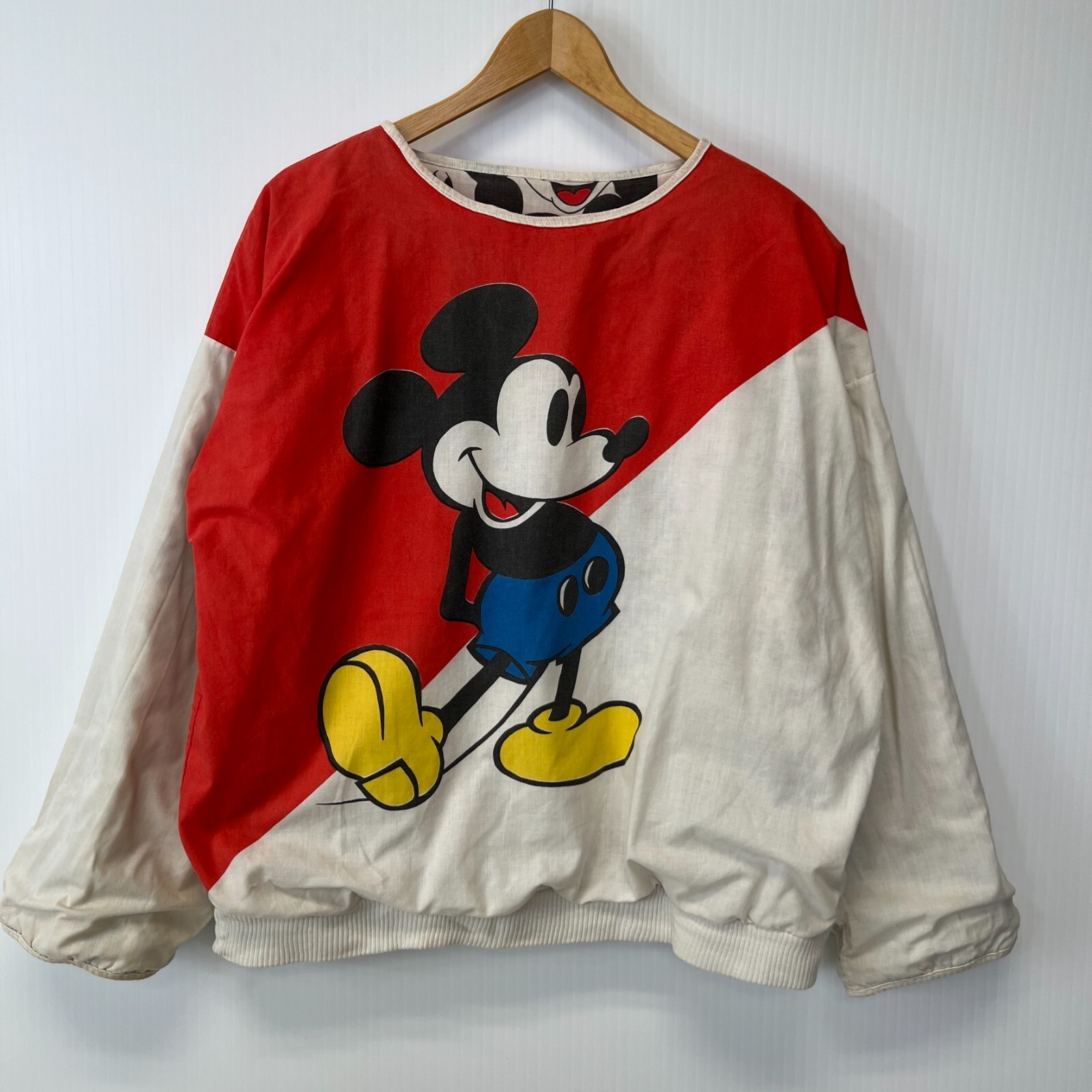 Vintage Mickey Mouse Sweater Women Large Drop Shoulder Reversible Disney Work Go