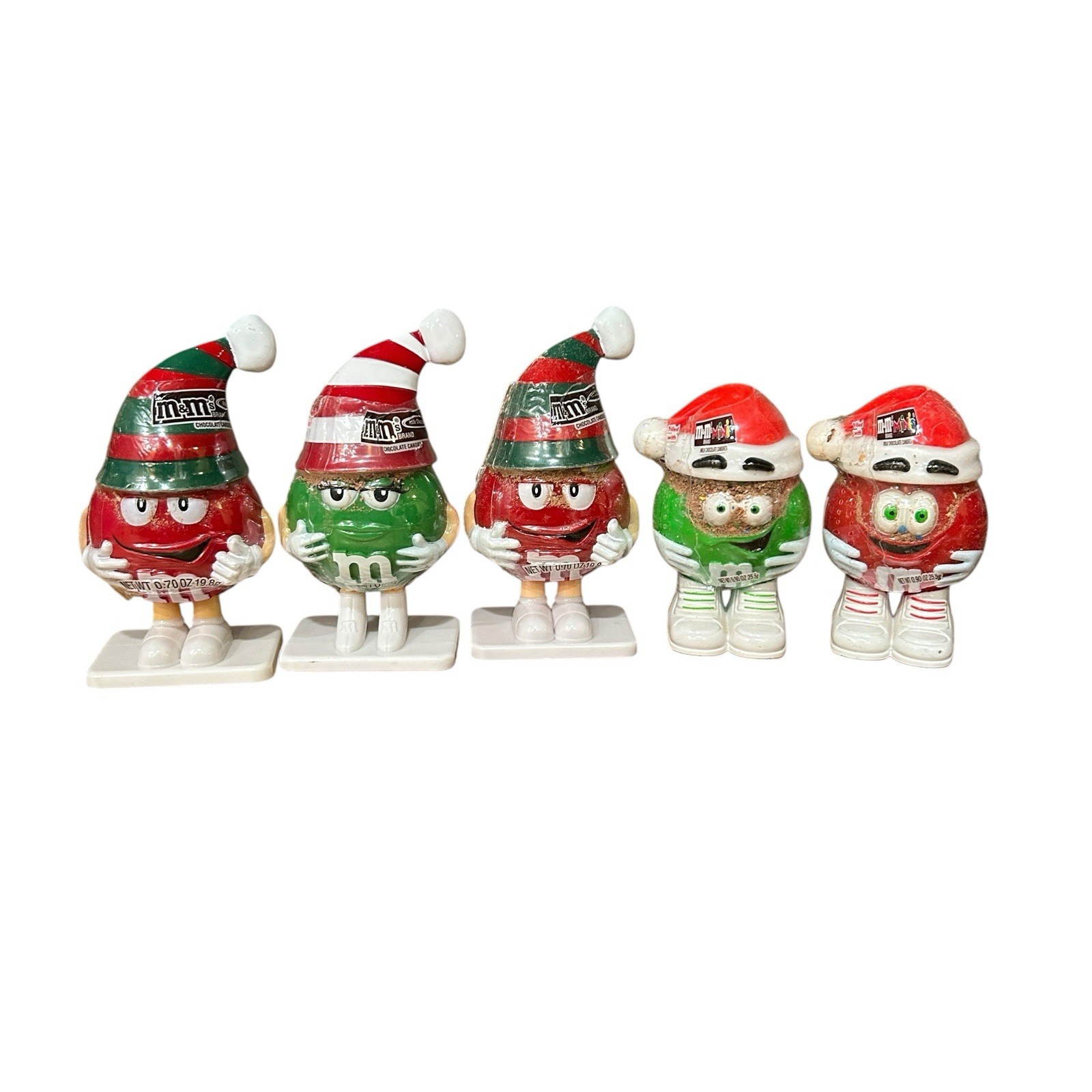 Lot Of 5 Mars Inc M&M Candy Christmas Red Green Figure Toy Collectable Ornament Lot Of 5 Mars Inc M&M Candy Christmas Red Green Figure Toy Collectable Ornament