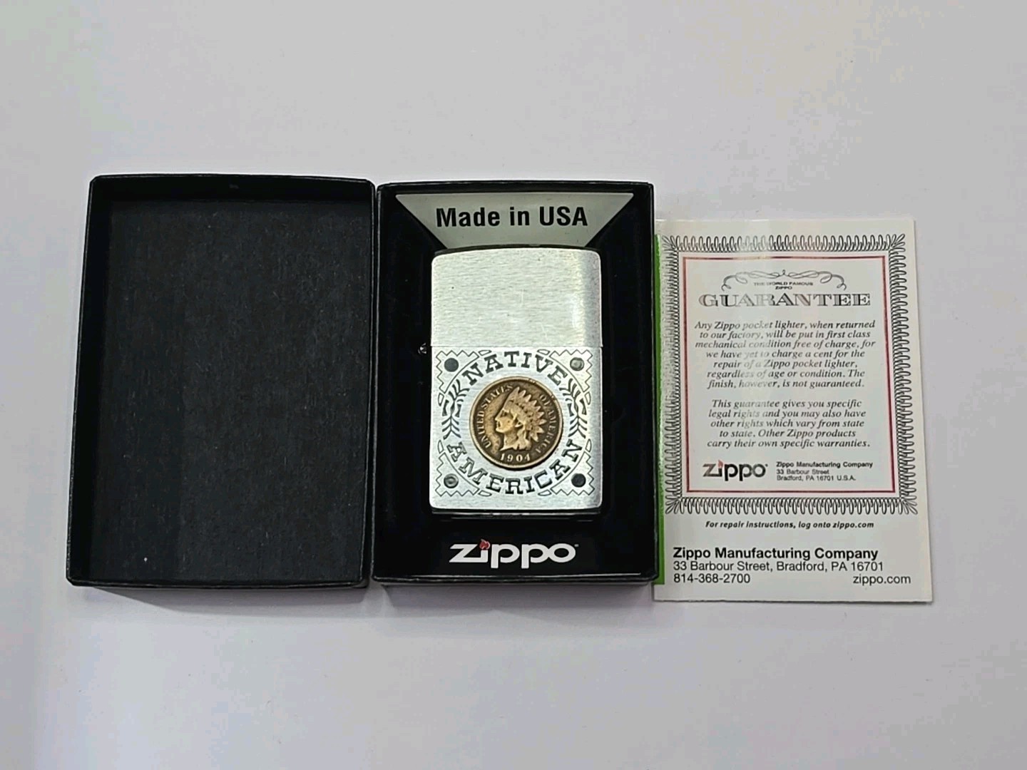 VTG 1995 Zippo Lighter Native American 1904 Indian Head Penny Cent VTG 1995 Zippo Lighter Native American 1904 Indian Head Penny Cent