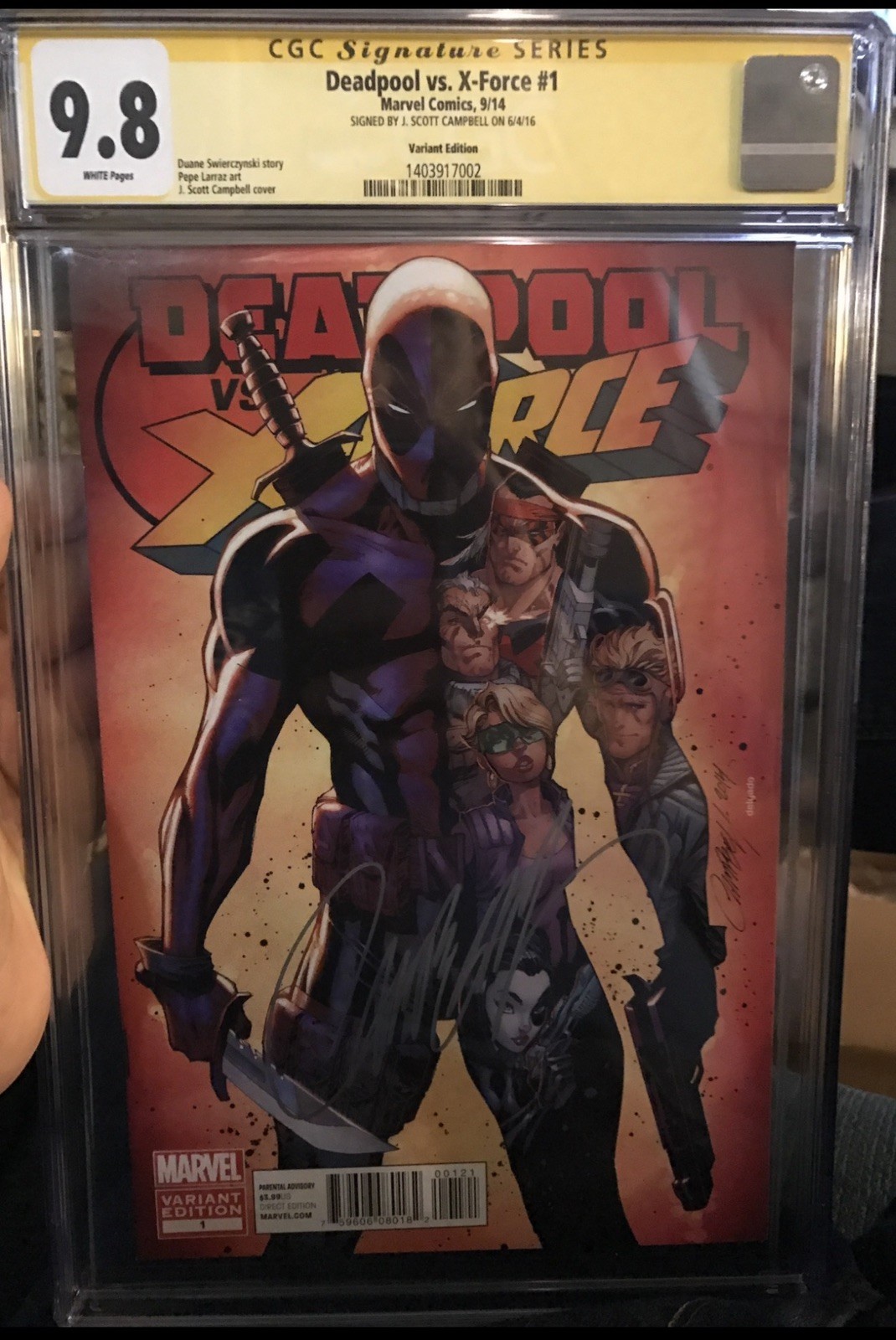 Deadpool vs X-Force #1 Campbell 1:50 Variant CGC 9.8 SS Signed by Campbell Deadpool vs X-Force #1 Campbell 1:50 Variant CGC 9.8 SS Signed by Campbell