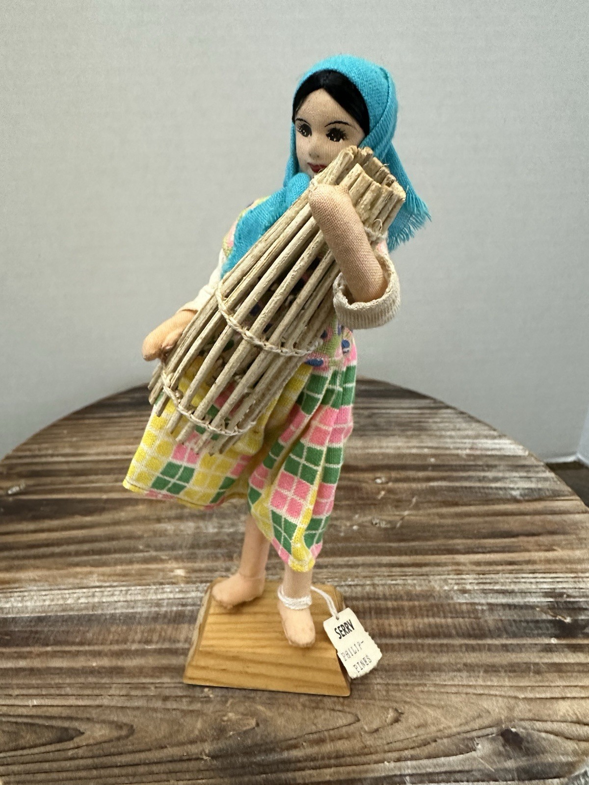 RARE Vintage SERRV Woman Doll W Basket Collectible Figure NEW Philippines RARE Vintage SERRV Woman Doll W Basket Collectible Figure NEW Philippines