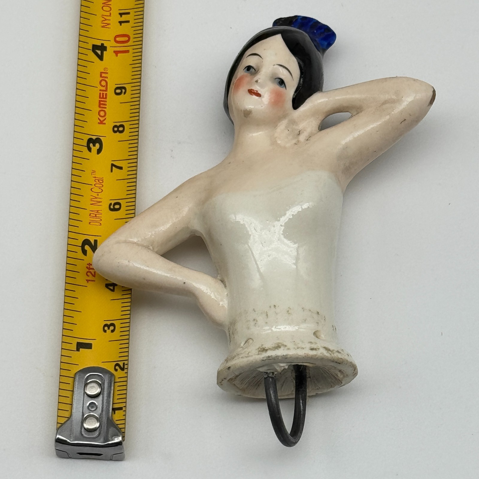 Vintage 1920s Porcelain Flapper Half Doll Pin Cushion White Top JAPAN Art Deco Vintage 1920s Porcelain Flapper Half Doll Pin Cushion White Top JAPAN Art Deco