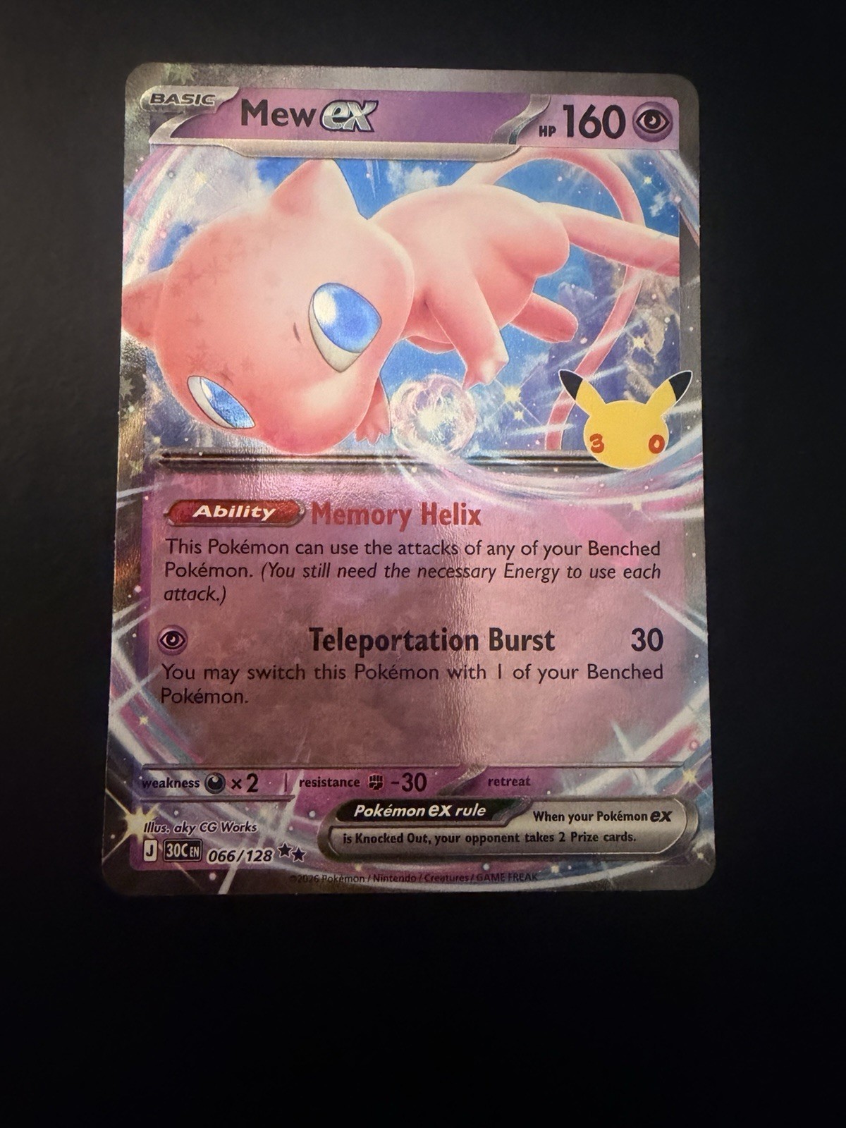 Mew ex 066/128 - 30th Celebrations - Double Rare - Pokémon TCG (NM) Mew ex 066/128 - 30th Celebrations - Double Rare - Pokémon TCG (NM)