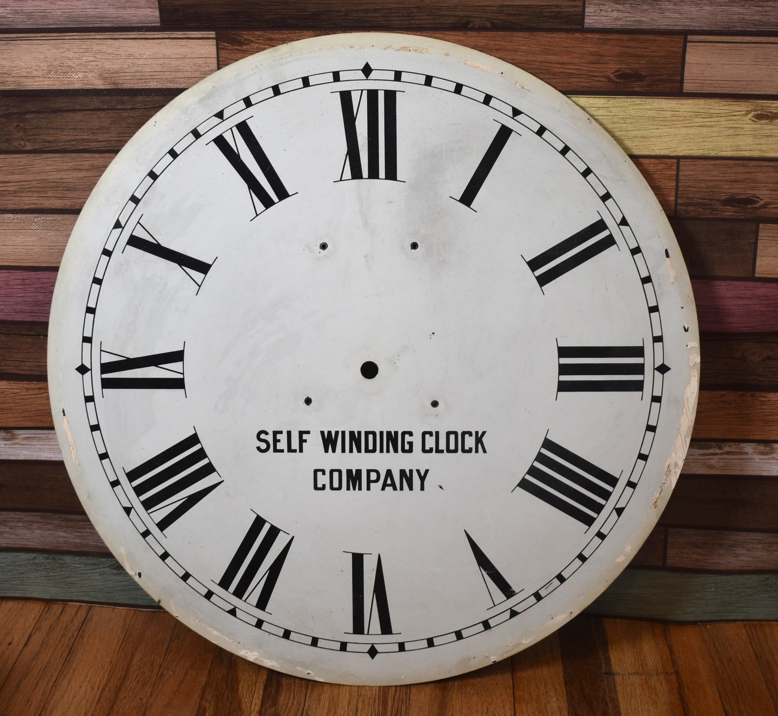 Vintage Self Winding Clock Co Metal Clock Dial Face 18\